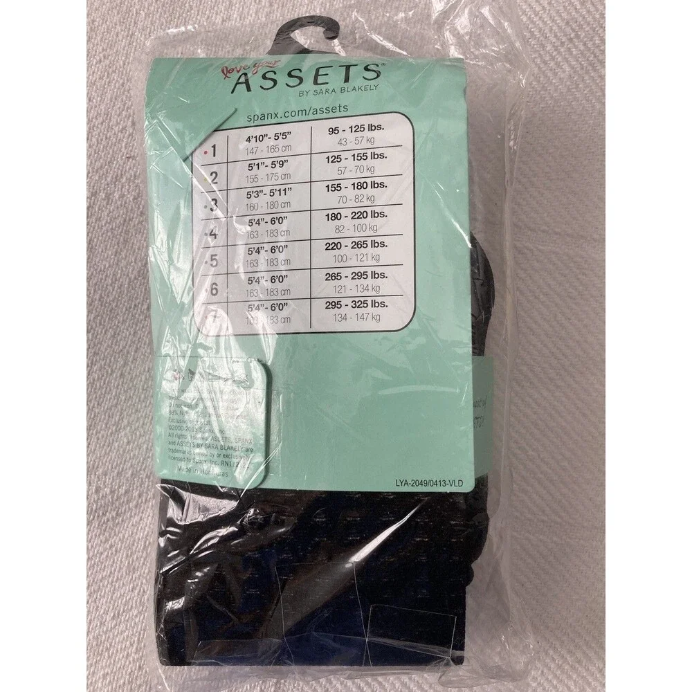 Spanx Assets Shaping Tights Textured - Size 1 Wishbone Black by Sara Blakely NEW